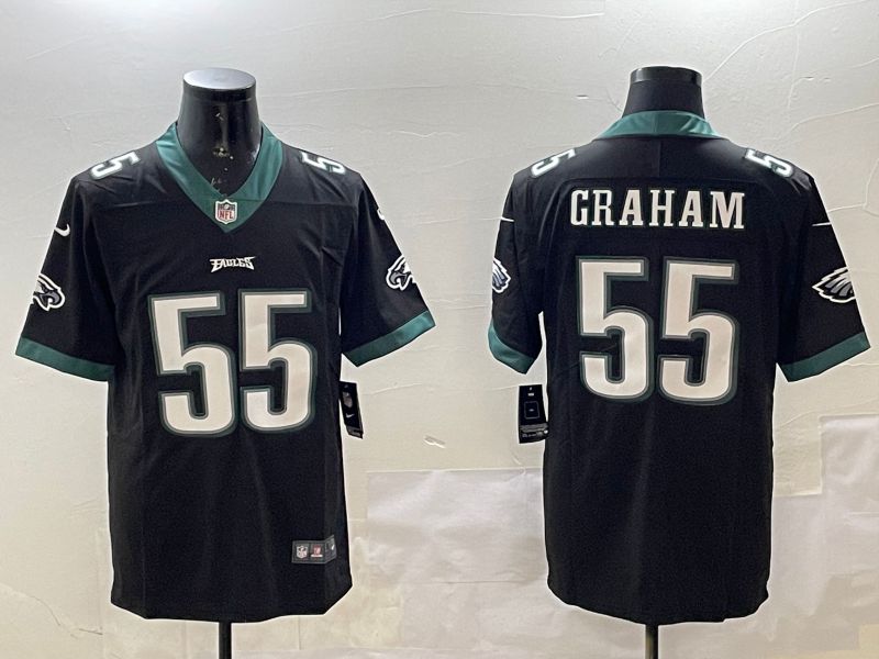 Men Philadelphia Eagles 55 Graham Black Second generations 2025 Nike Vapor Limited NFL Jersey style 1